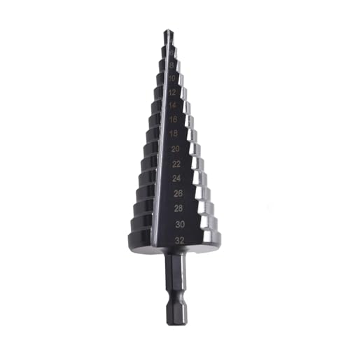 Okaywork Stufenbohrer für Metall, [4-32 MM], kegelbohrer, metallbohrer stufenbohrer metall, lochbohrer, Kunststoff & Holz - Profi HSS Kegelbohrer - Schälbohrer 6.35mm Schaft - Blechbohrer Step Drill von Okaywork