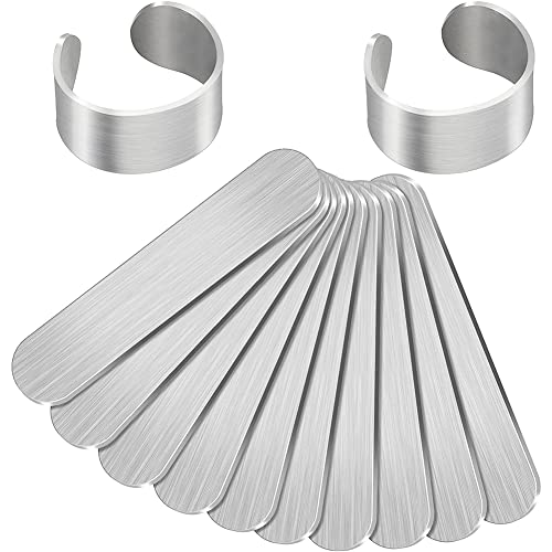 Okeeyseda 12 StüCke Metallstanzrohlinge Aluminium Ringe Rohlinge 0.47X2.24 Biegerohlinge Ringe Rohlinge für DIY Schmuckherstellung von Okeeyseda