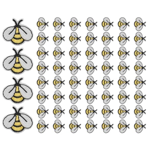 Okeeyseda 60 STÜCKE Biene Gestickte AufnäHer, SüßE auf Gestickten Applikationen Dekoration NäHaufnäHer für Kleidung DIY AufnäHer von Okeeyseda
