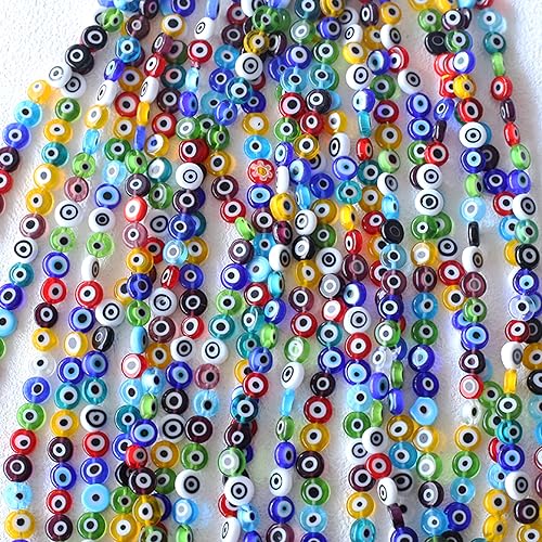 Okkop Bunte glasierte Perlen, längliche perforierte Perlen, Teufelsauge lose Perlen, Türkiye blaue Augen Perlen, tausend Blumen glasierte Perlen manuell diy Schmuck Zubehör von Okkop