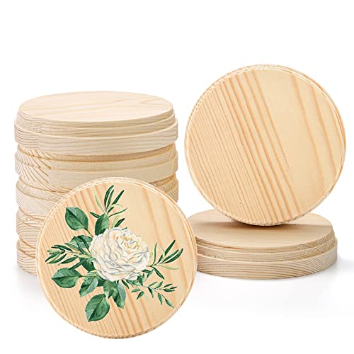 Okllen 8er Pack Runde Holztafeln für Bastelprojekte, 4"/10CM Naturkiefer Unfertige Holzplaketten Basis Handwerk Holz Kit für DIY Display Malerei, Wohnkultur, Weihnachtsschmuck von Okllen