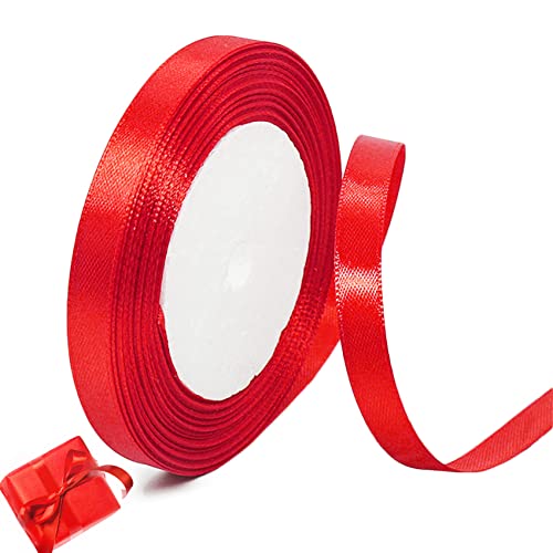 Olakin 1cm*22m Satinband, Geschenkband, Matt Glänzendes Schleifenband, für Dekorieren und Basteln(Rot) von Olakin