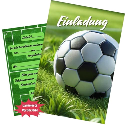 Olanmarp Einladungskarten Kindergeburtstag - Karten für Jungen und Mädchen - Einladung für einen unvergesslichen Geburtstag - 10 Stück (Fussball) von Olanmarp