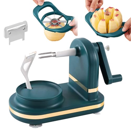 Apfelschäler, Apfelschäler Slicer Corer, Apfelschäler Slicer, Edelstahl Apfelschäler, Küche Schälwerkzeug für Gemüse Obst Kartoffel (Dunkelgrün) von OldPAPA