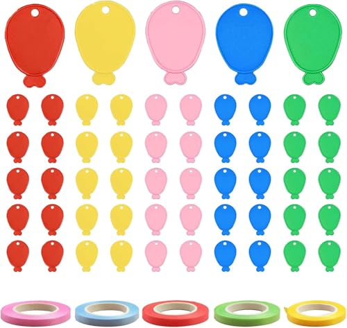 Ballongewichte und Band, 50 Stück Ballongewichte und zwei Bänder, Helium-Ballongewichte, bunte Kunststoff-Ballonanhänger und Gewichte für die Dekoration von Räumen, Weihnachtsfeiern und anderen von OldPAPA