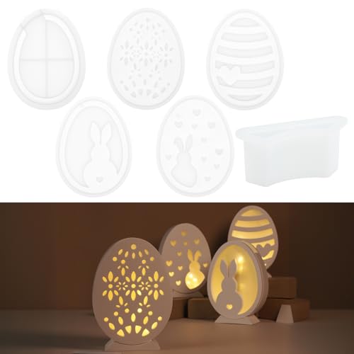 Silikonformen Gießformen Ostern, 6 Stück Silikonform Ostern Hase, Silikonform Osterei Gipsformen zum Gießen Osternhase Epoxidharz Formen Giessformen von OldPAPA