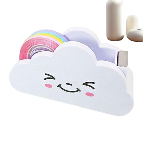 Oldmoom Niedlicher Klebebandspender - Wolkenförmiger Klebebandhalter - Feiner Klebebandschneider mit Regenbogenband zum Verschließen von Schachteln, Verpacken von Geschenken, Kleben von Notizen, von Oldmoom