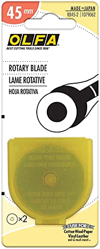 Olfa Ersatzminen für rotierende Klingen, 45 mm, 2 Stück pro Packung, Wolframstahl, Silber von Olfa