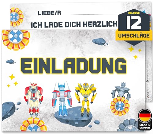 Olgs Transformers Geburtstagseinladungen, 12er Set Einladungskarten mit Umschlägen, Kinderparty Mottoparty, Ausfüllbar von Olgs