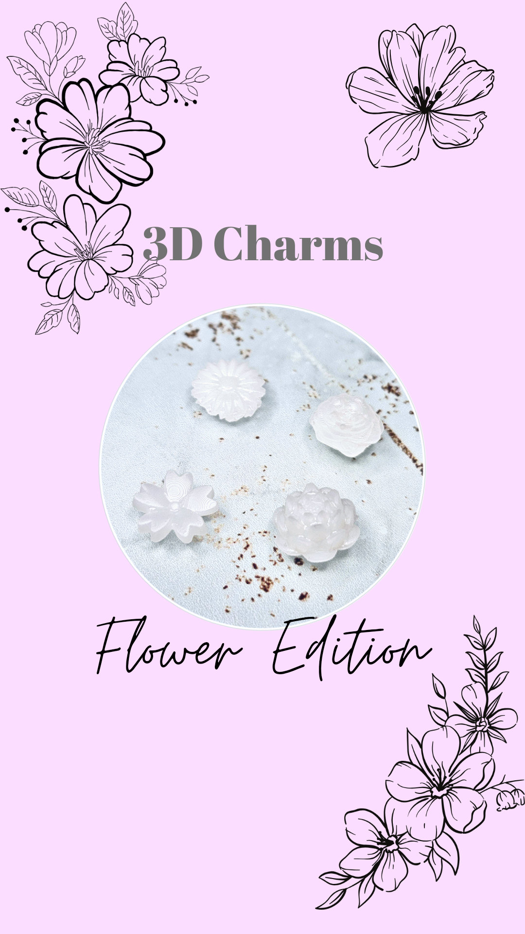 Flower Edition Nailart Charms | Pro Set 4 Verschiedene Blumen von OlisCreativeFactory