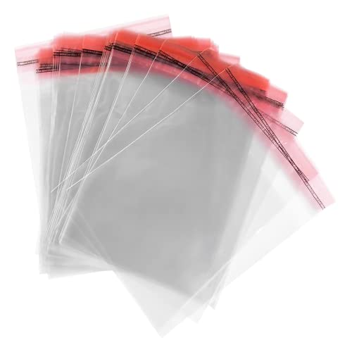 OliveBird 500 Cellophantüten Transparent Größe 100 x 100mm + 30mm Flap Selbstklebende Plastiktütchen Durchsichtige Selbstschließende Zellophantüten mit Peel & Seal Verschluss Plastiktüten von OliveBird