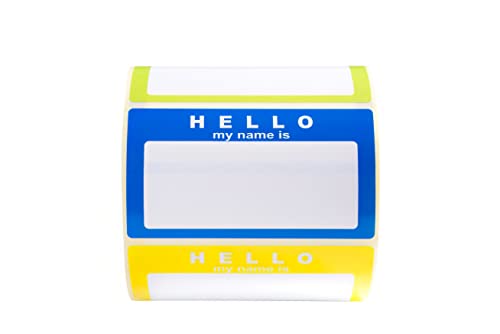 OliveBird Namensschild Aufkleber Hello My Name Is Sortierte Farben 250 Etiketten Pack (3 Farben) - 90 x 50 mm von OliveBird