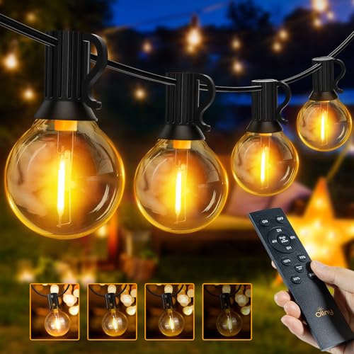 Ollny 20M Lichterkette außen Strom Outdoor, 35+2 G40 Glühbirnen Dimmbar LED Lichterketten aussen mit Fernbedienung, Wetterfest Garten Beleuchtung für Terrasse Party Balkon (Warmweiß) von Ollny