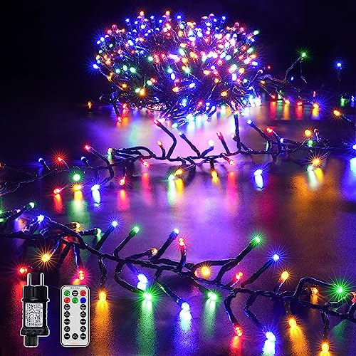 Ollny 6m Lichterkette außen 400 LEDs, Lichterketten mit 8 Modus und Timer, Cluster Lichterkette IP44 wasserdicht mit Stecker, für Weihnachtbaum Hochzeit Party (bunt) von Ollny