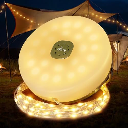 Ollny Camping Lichterkette 2-in-1 Tragbare Wiederaufladbare Aufrollbar Lichterkette Außen USB Camping Lichter für Wander Party von Ollny