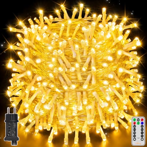 Ollny Lichterkette außen, 80 M 800 Led Lichterkette innen warmweiß, 8 Modi Lichterkette Lang mit Fernbedienung Timer, IP44 wasserdicht außen und innen für Hochzeit Ostern Garten von Ollny