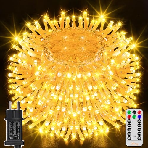 Ollny Lichterkette außen 40M 400 LED, Weihnachtsbeleuchtung außen 8 Modi mit Fernbedienung Timer, IP44 wasserdicht Lichterkette strom für innen und aussen, Weihnachten Party Hochzeit Garten (warmweiß) von Ollny