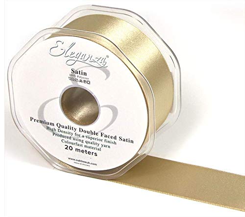 OloreHome Eleganza Satinband, doppelseitig, 38 mm x 20 m, Taupe von OloreHome