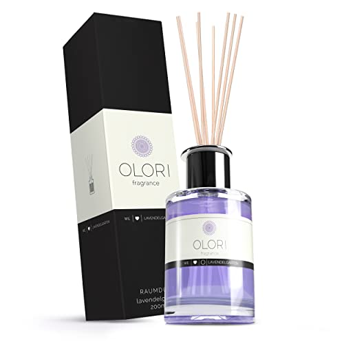 Raumduft Lavendel - Diffuser mit Stäbchen - Duftöl mit ätherischen Ölen blumig, frisch - 100% Natürlich & Rein - Duftstäbchen als Lufterfrischer für Wohnung - Raumerfrischer mit Blumen-Duft (200 ml) von Olori