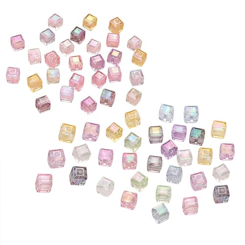 Omeblos Ca. 60 Packungen 8 mm Acryl-Imitations-Glasperlen, dreidimensionale, schillernde Würfelperlen, zufällige Farbmischung für handgefertigtes Schmuckzubehör, ideal für selbstgemachte Omeblos Ca. 60 Packungen 8 mm Acryl-Imitations-Glasperlen, dreidimensionale, schillernde Würfelperlen, zufällige Farbmischung für handgefertigtes Schmuckzubehör, ideal für selbstgemachte von Omeblos
