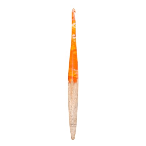 Ommi Häkelnadeln mit ergonomischem Griff, handgefertigt, Mangoholz, 17,8 cm (7 Zoll), Stricknadel, Garnwebung, tolles Geschenk (4,5 mm, Orange und Holz) von Ommi Crochet