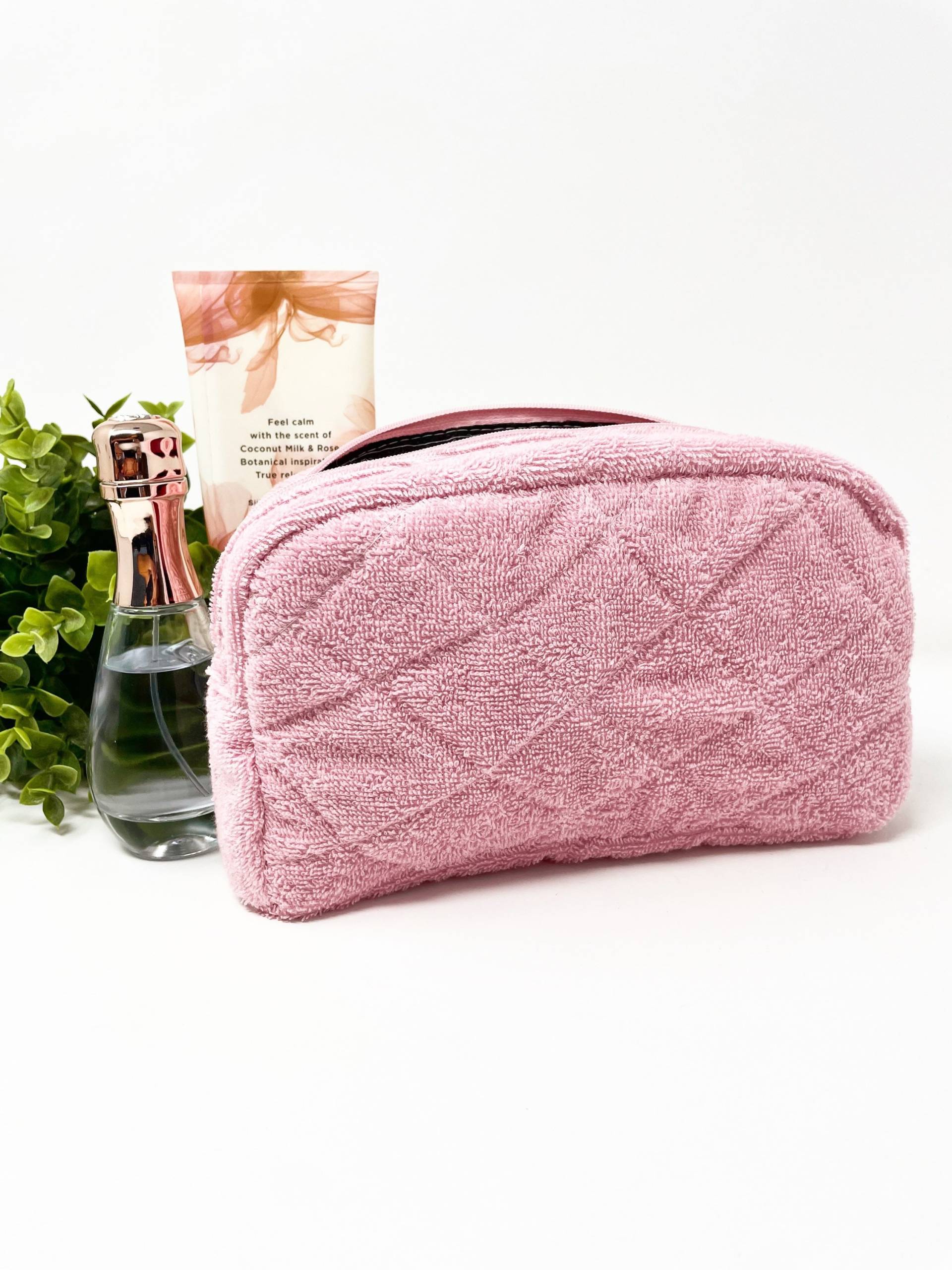 Frottee Schminktasche, Quilted Stoff Kosmetiktasche Kulturbeutel Reisetasche von Ommodesigns