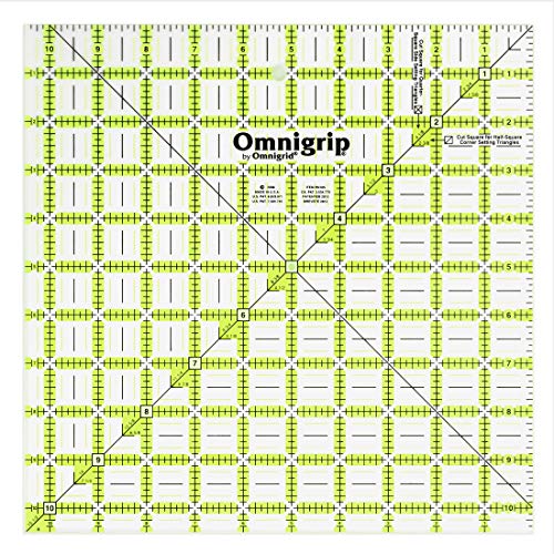 Omnigrip Quilter-Lineal, rutschfest quadratisch 10-½" x 10-½" Originalversion von Omnigrid