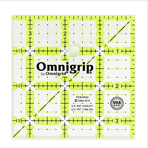 Omnigrip Quadratisches Lineal, 8,9 cm, klares Quilt- und Nählineal von Omnigrid