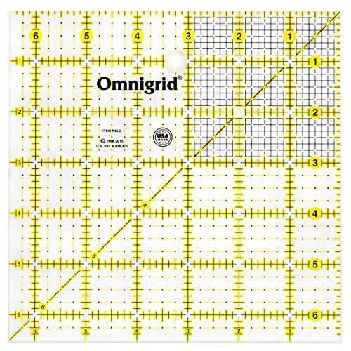 Omnigrid 82773 x 6-1/2" Square Quilting and Sewing Ruler Quilt-Lineale, Acryl, farblos, 6.5" x 6.5" von Omnigrid