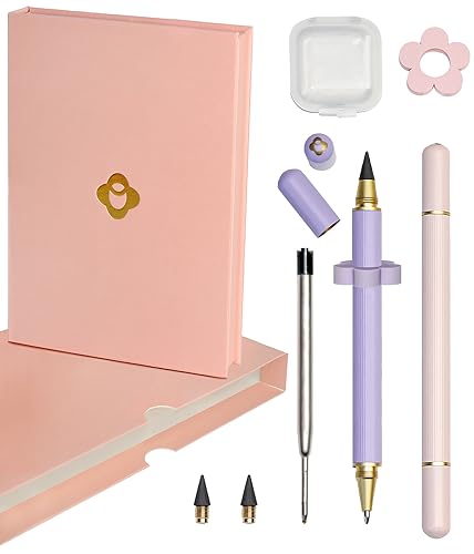 Omoni Luxus 2 in 1 Stift & Bleistift Geschenkset, Dual Kugelschreiber Schwarze Tinte Stift Stabiler Bleistift, Inklusive Nachfüllbarem Zubehör, Blume Radiergummi, Boss Geschenke für Frauen, Stifte für von Omoni