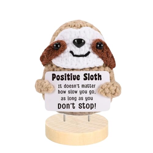 Ompinda Inspirierende positive Häkelgeschenke, handgefertigte lustige und emotionale Unterstützung, Strickpuppe mit Aufheitskarte für Frauen, Männer, Geburtstag oder Kollegen, Mitarbeiter (Sloth) von Ompinda