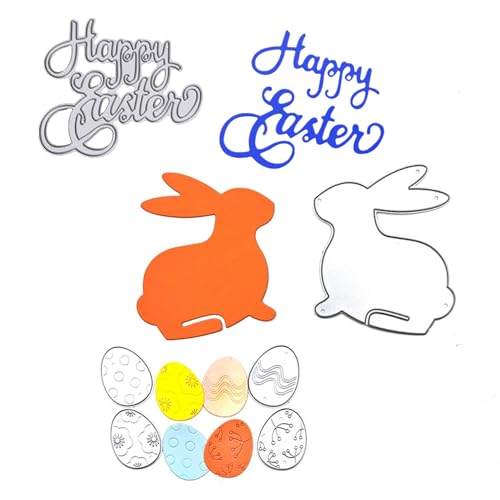 Oster-Stanzformen-Set – Hase, Ei und Happy Easter Metallschablonen, Bastelbegeisterte, Geschenke für Bastelarbeiten, Scrapbooking und Osterkarten von Ompinda