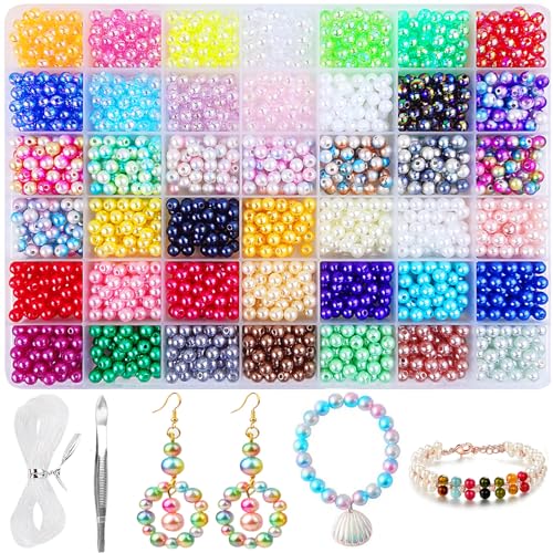 Omsscun 2100 Stück 42 Farben Bunte Runde Perlen, 6mm Perlen für Armbänder, Perlen Armbänder, Beads for Bracelets, Perlen Armband für Schmuckherstellung DIY Armbänder Halsketten Handwerk von Omsscun