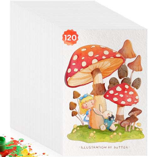 Omtofo 120 Blatt Aquarellpapier 300g/m², Aquarell Papier Postkarten, Aquarell Karten Blanko, Aquarellblock Watercolor Paper Für Kinder Studenten Erwachsene Künstler Zeichnen DIY(17,8 cm x 12,7 cm) von Omtofo