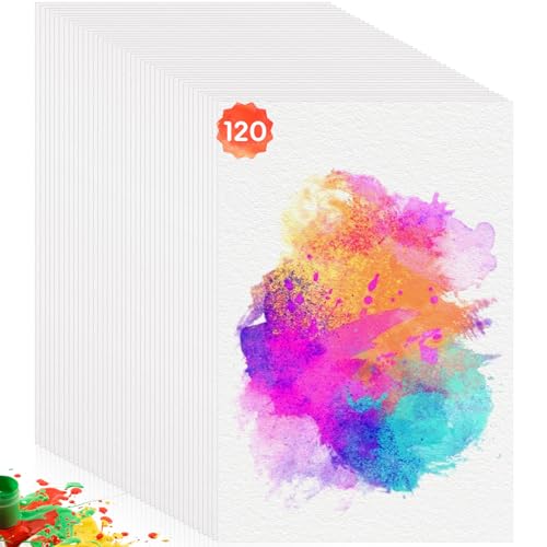 Omtofo 120 Blatt Aquarellpapier 300g/m², Aquarell Papier Postkarten, Aquarell Karten Blanko, Aquarellblock Watercolor Paper Für Kinder Studenten Erwachsene Künstler Zeichnen DIY(17,8 cm x 12,7 cm) von Omtofo