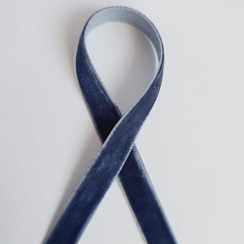 Samtband, 10 mm breit, Denim, 10 m von On Trend Fabrics