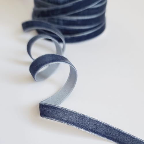 Samtband, 10 mm breit, Denim, 45 m Rolle von On Trend Fabrics