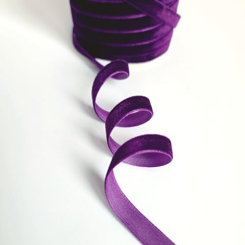 Samtband, 10 mm breit, Violett, 45 m Rolle von On Trend Fabrics