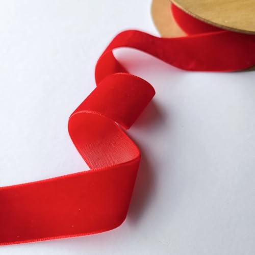 Samtband, 25 mm breit, rot, volle 22 m Rolle von On Trend Fabrics