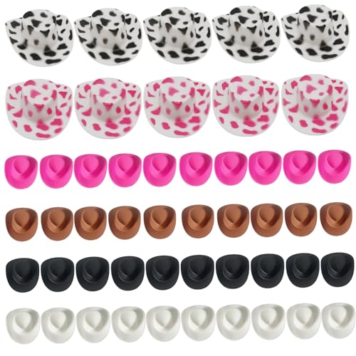 OnIUeZky 50pcs Mini Cowboy Hüte Plastik Plastischer Cowboyhut süße Mini -Cowboy -Hüte für Handwerk westliche Mini -Hüte für Handwerksparty Dollhouse Dekoration (Multi -Farbe) von OnIUeZky