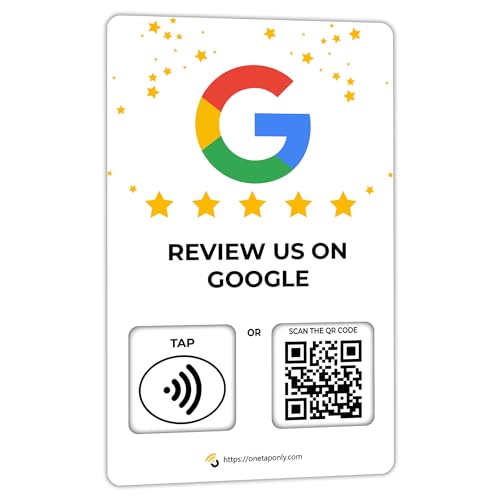 1 Einheit Social Review Tap Card | QR-Code überprüfen | Kontaktlose Bewertungskarte | NFC Tap Card | unbegrenzte Nutzung (1 Google Card) von One Tap Only