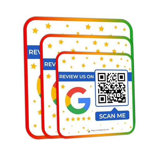 Google Review-Aufkleber, 3 Aufkleber, QR-Code überprüfen, Überprüfungsaufkleber, unbegrenzter Scannen (1er-Packung - 3 Aufkleber) von One Tap Only