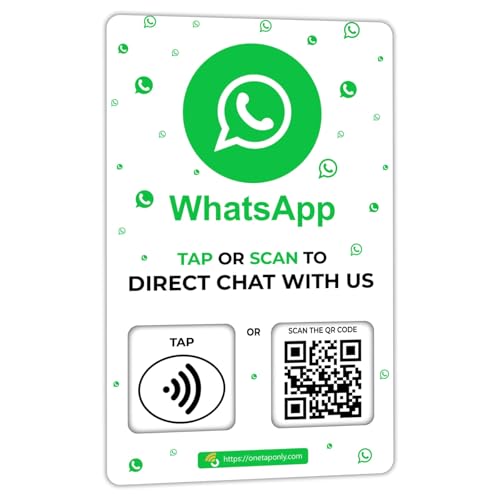 Social Review Tap Card | QR-Code überprüfen | Kontaktlose Bewertungskarte | NFC Tap Card | NFC-Karten für unbegrenzte Nutzung (1-WhatApp-Karte) von One Tap Only