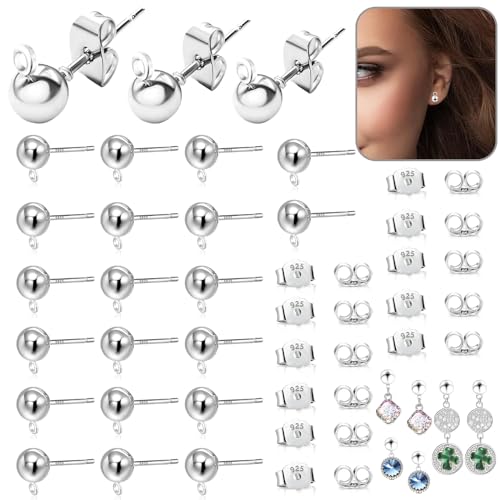 Oneroomone 20 Stück Ohrringe Selber Machen Set, Ohrringe Basteln, 22 Stück Ohrring Verschluss Ohrstecker Ohrring Stopper, Ohrstecker Silber 925 für DIY Ohrhänger Schmuckherstellun von Oneroomone