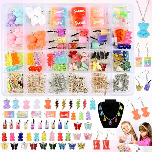 Oneroomone Bubble Tea Perlen Anhänger Set, Anhänger Für Armbänder, Ohrringe Selber Machen, Herstellung Von Anhängern Für Mädchen Bonbon-Anhänger Für Ohrringe, Armband, Halskette Und Handwerk DIY von Oneroomone