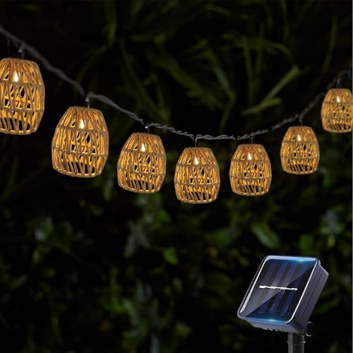 10 Stück LED Solar Lichterkette Aussen 3.6m, Solar Lampions Außen Wetterfest IP44 Wasserdicht Lichterkette Außen Solar, Papierseil Solar Lichterkette Outdoor Solarleuchten Für Außen Garten Balkon von Oneshlee