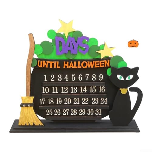 Oniissy Halloween-Countdown-Kalender, interaktives Holz-Kürbis-Design, für Büro-Klassenzimmer-Dekorationen, DIY-Neuheit von Oniissy