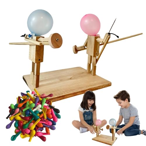 Zankie Balloon Bamboo Man Battle – 2024 Neue handgefertigte hölzerne Fechtpuppen mit Luftballons 2 Spieler Holz-Bots-Kampfspiel | Rasante Ballon-Kampf-Whack-A-Ballon-Partyspiele von Onkujlpst