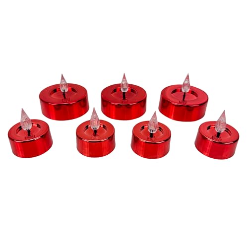 Online Fuchs 7er Set LED Kerzen Teelichter XL Shiny mit 6-Stunden Timer und spiegelnder Glanzoberfläche (Rot) von Online Fuchs