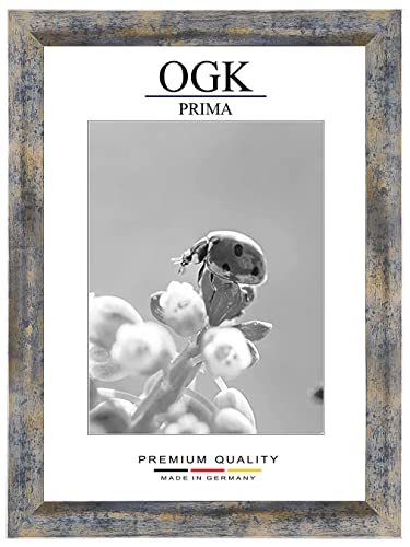 Online-GalleryKing OGK Holz Bilderrahmen 12 x 17 cm in Blau Gold Silber | Foto | Poster | Puzzle | Galerie | Rahmen von Online-GalleryKing